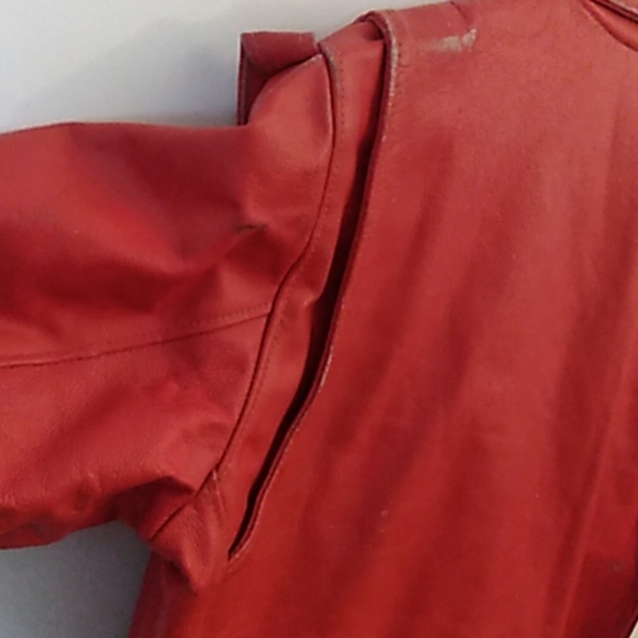 Vintage Cherry Red LEATHER BIKER JACKET - Picture 7 of 7